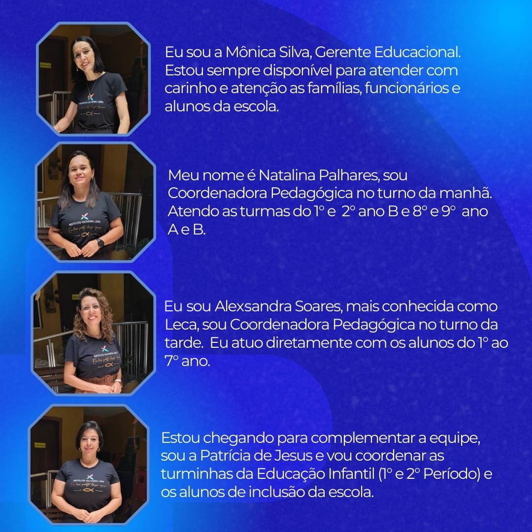 Mônica Silva (Gerente Educacional), Natalina Palhares, Alexsandra Soares e Patrícia de Jesus, equipe de coordenação pedagógica